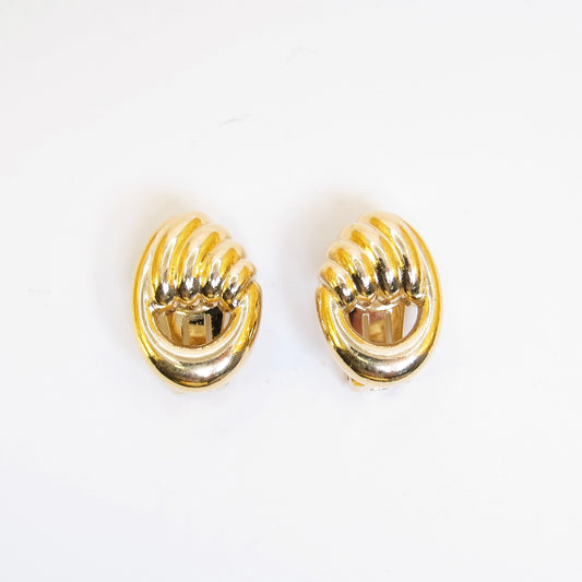 Christian Dior Vintage Stylish Golden Clip-on Earrings