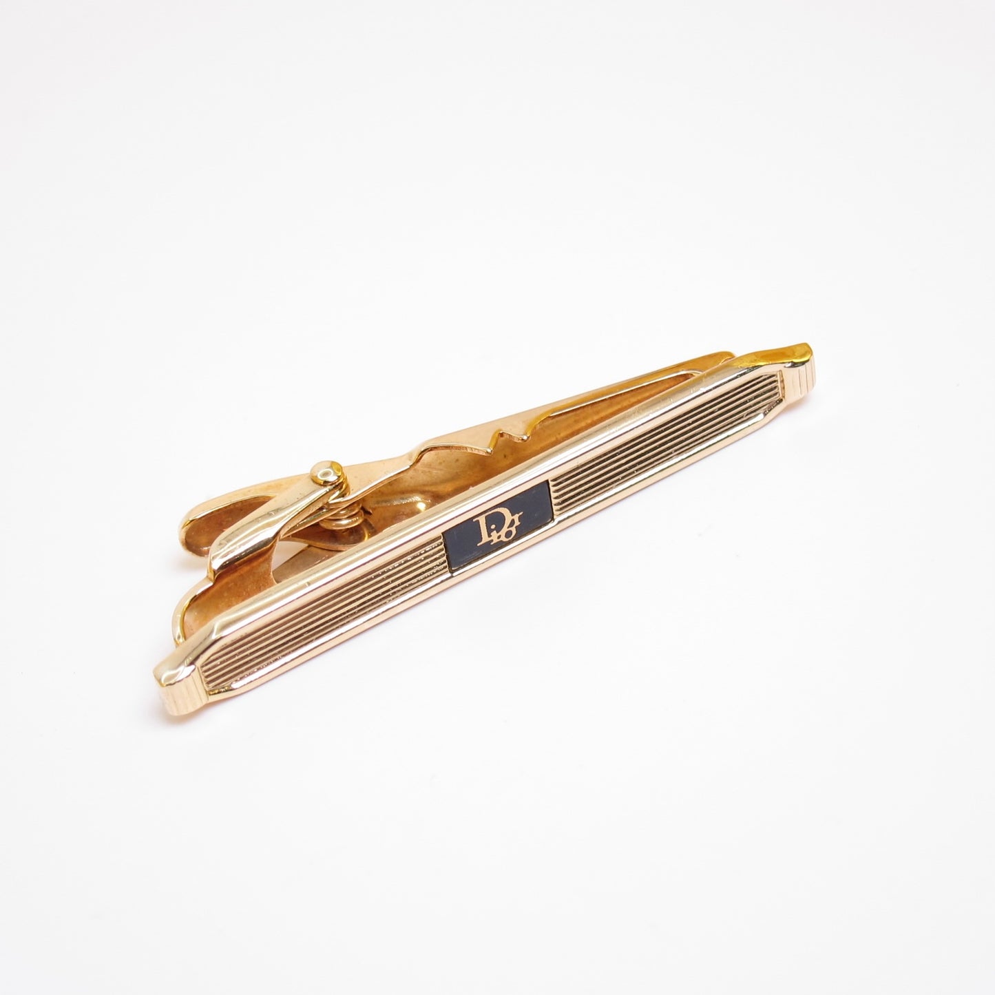 Christian Dior Vintage Dior Logo Black and Golden Tie Clip