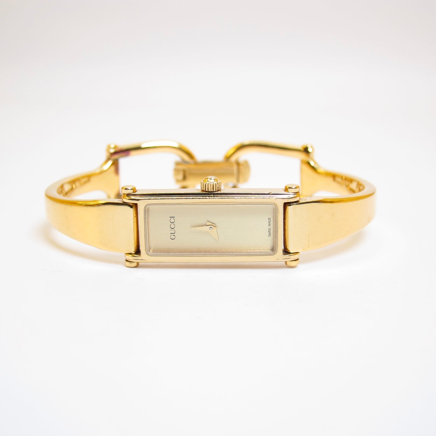 Gucci 復古長方形金色錶盤手鐲腕錶