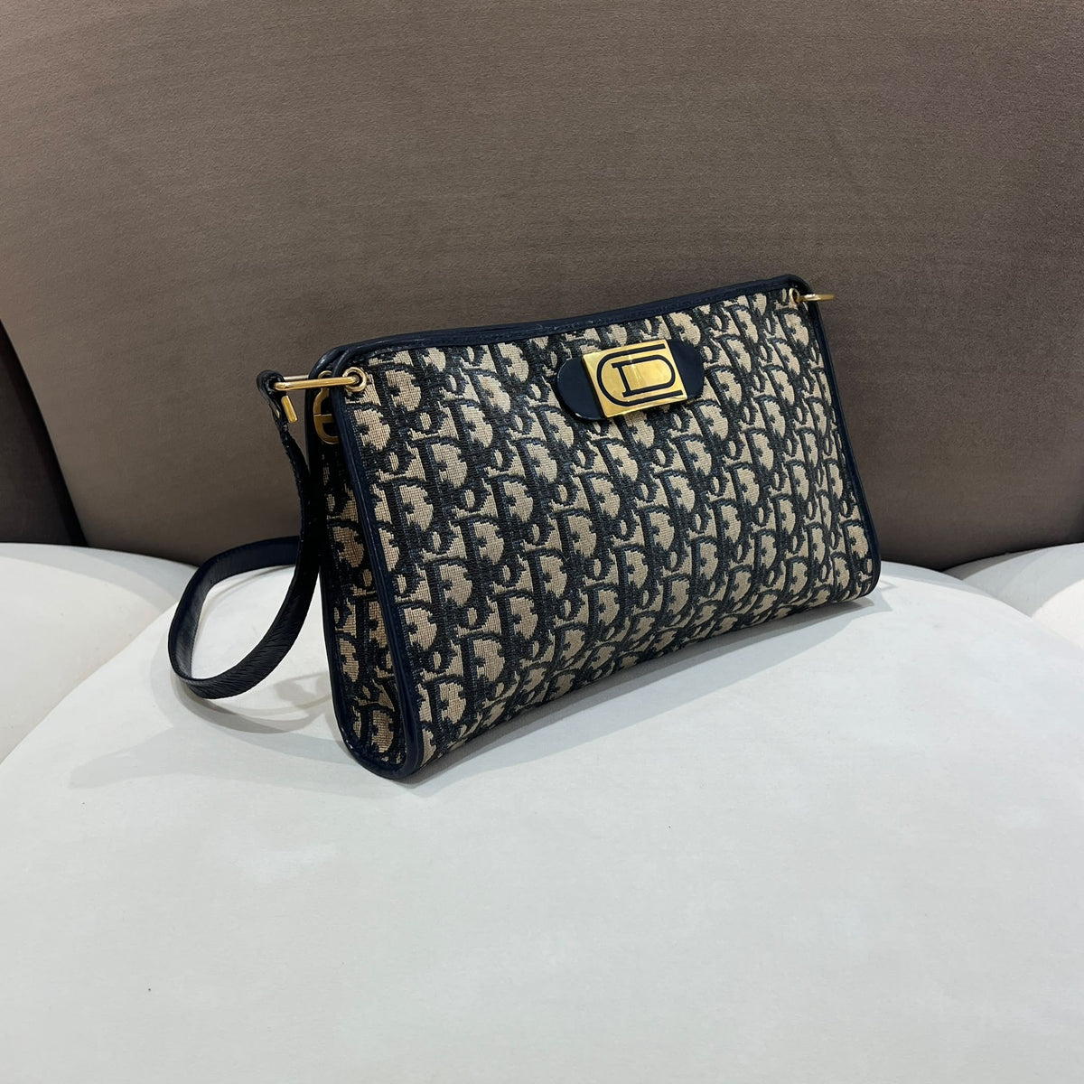 Christian Dior Vintage Trotter Monogram Canvas Shoulder Bag