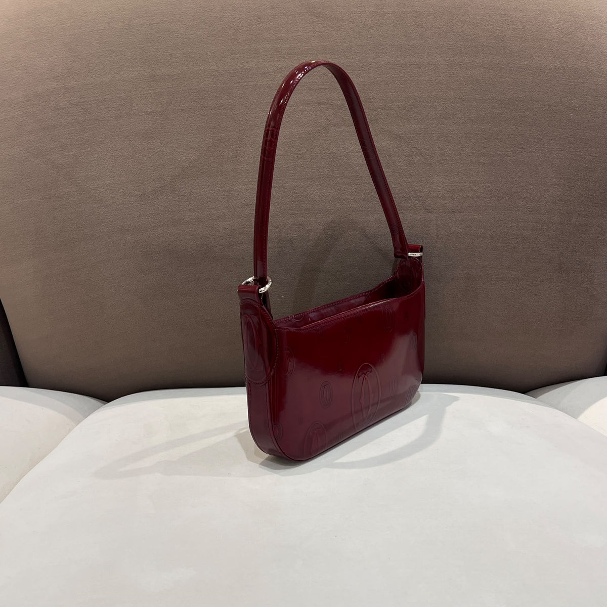 Cartier Vintage Happy Birthday Bordeaux Leather Shoulder Bag