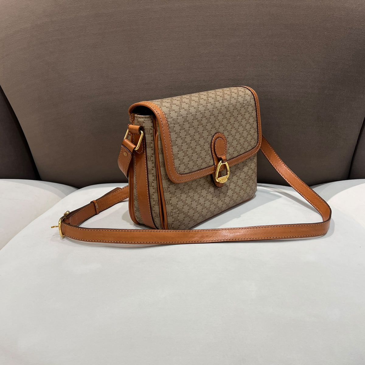 Celine Vintage Macadam Canvas Flap Shoulder Bag