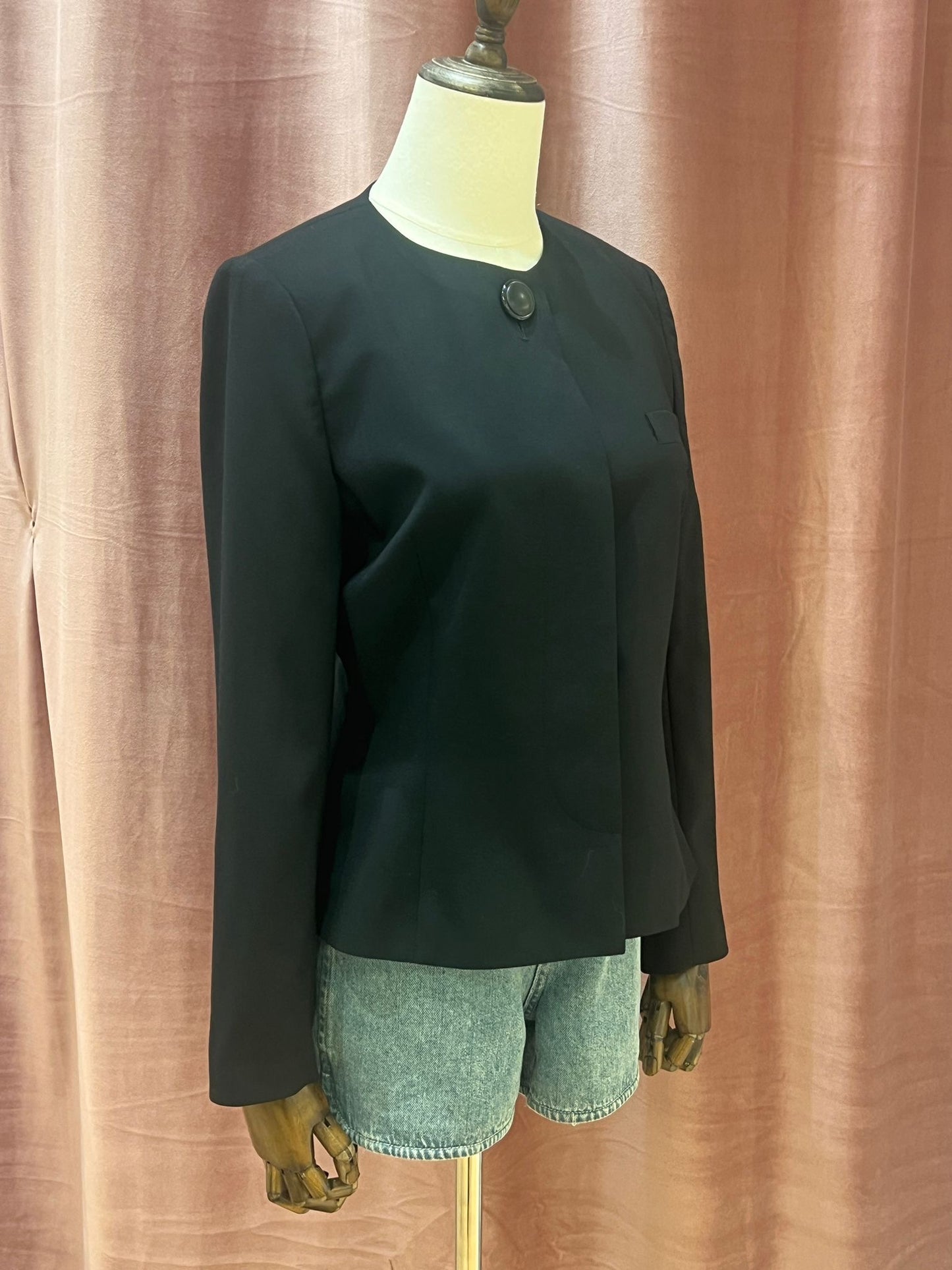 Christian Dior Vintage Black Round Neck Wool Blazer