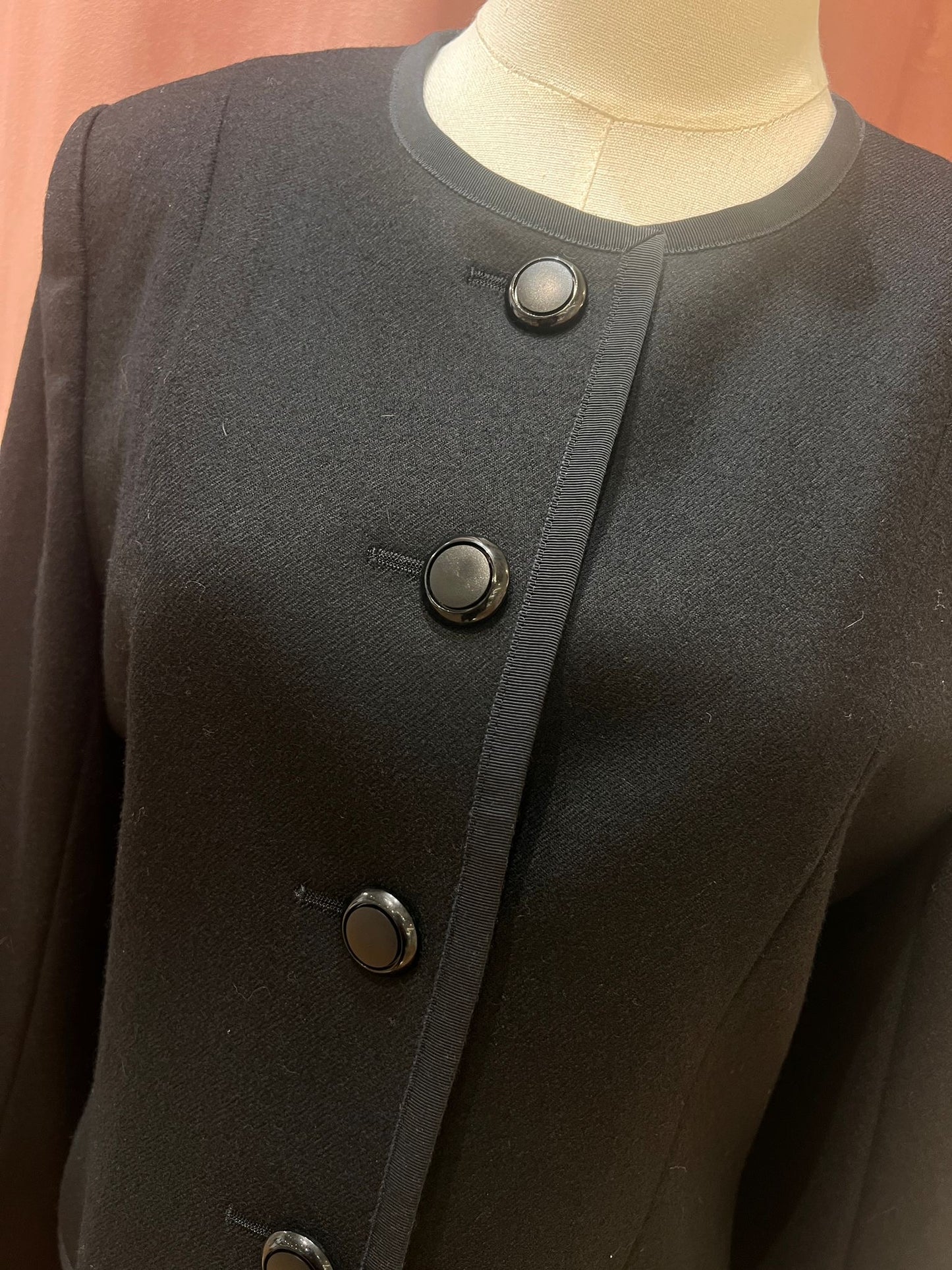 Givenchy Vintage Black Wool Skirt Suit Set