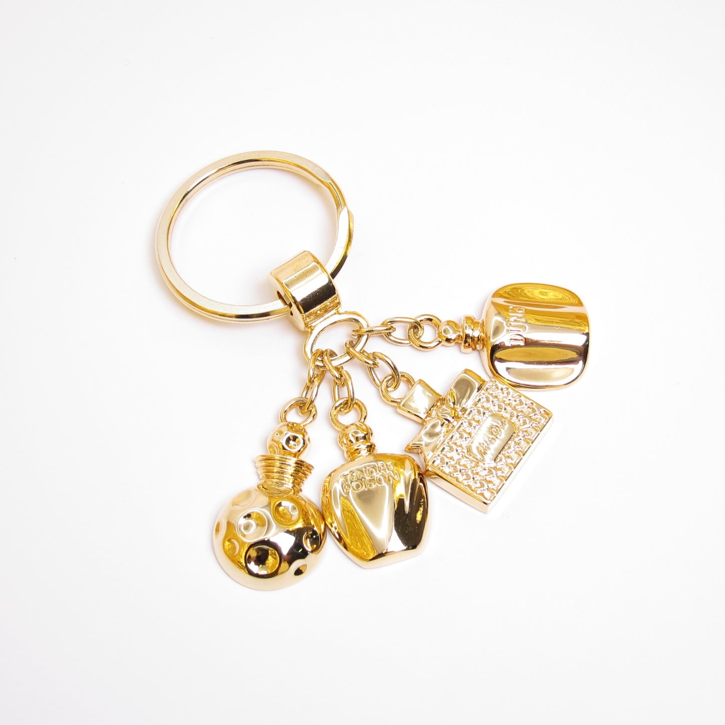 Christian Dior Vintage Perfume Bottle Charm Golden Keyring