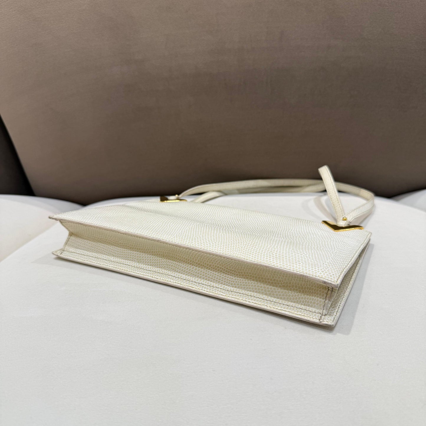 Valentino Garavani Vintage Ivory Textured Leather Shoulder Handbag