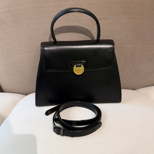 Givenchy Vintage Flipped Two Tone Buckle Black Top Handle 2-Way Shoulder Bag