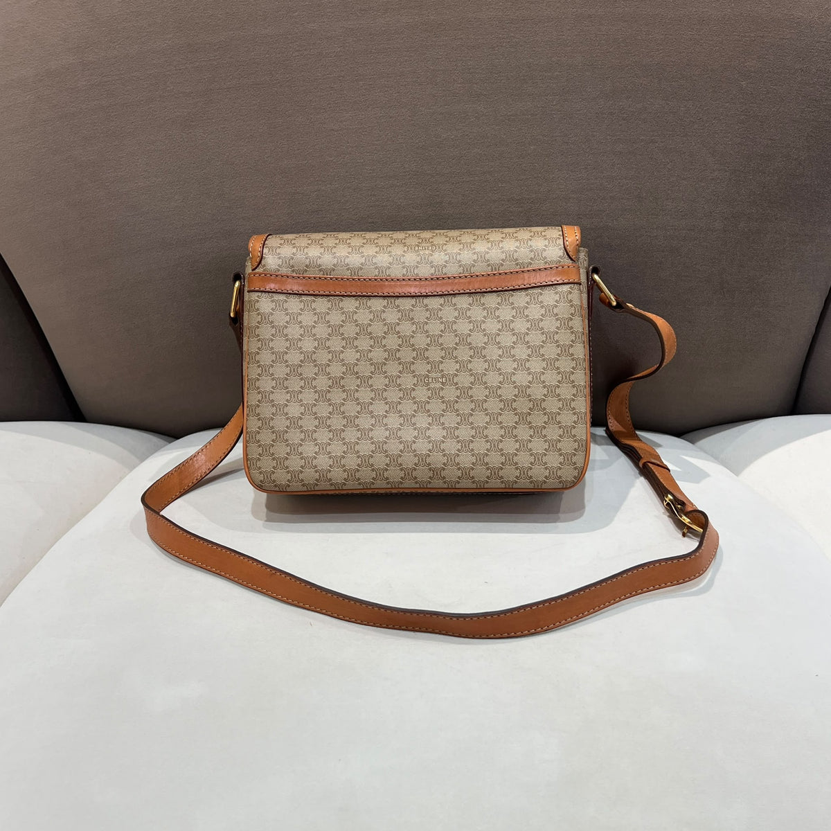 Celine Vintage Macadam Canvas Flap Shoulder Bag