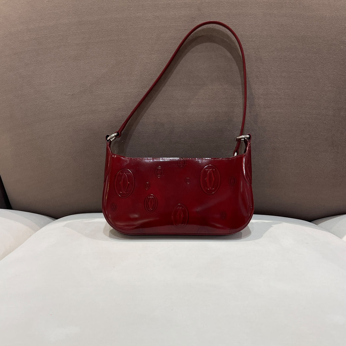 Cartier Vintage Happy Birthday Bordeaux Leather Shoulder Bag