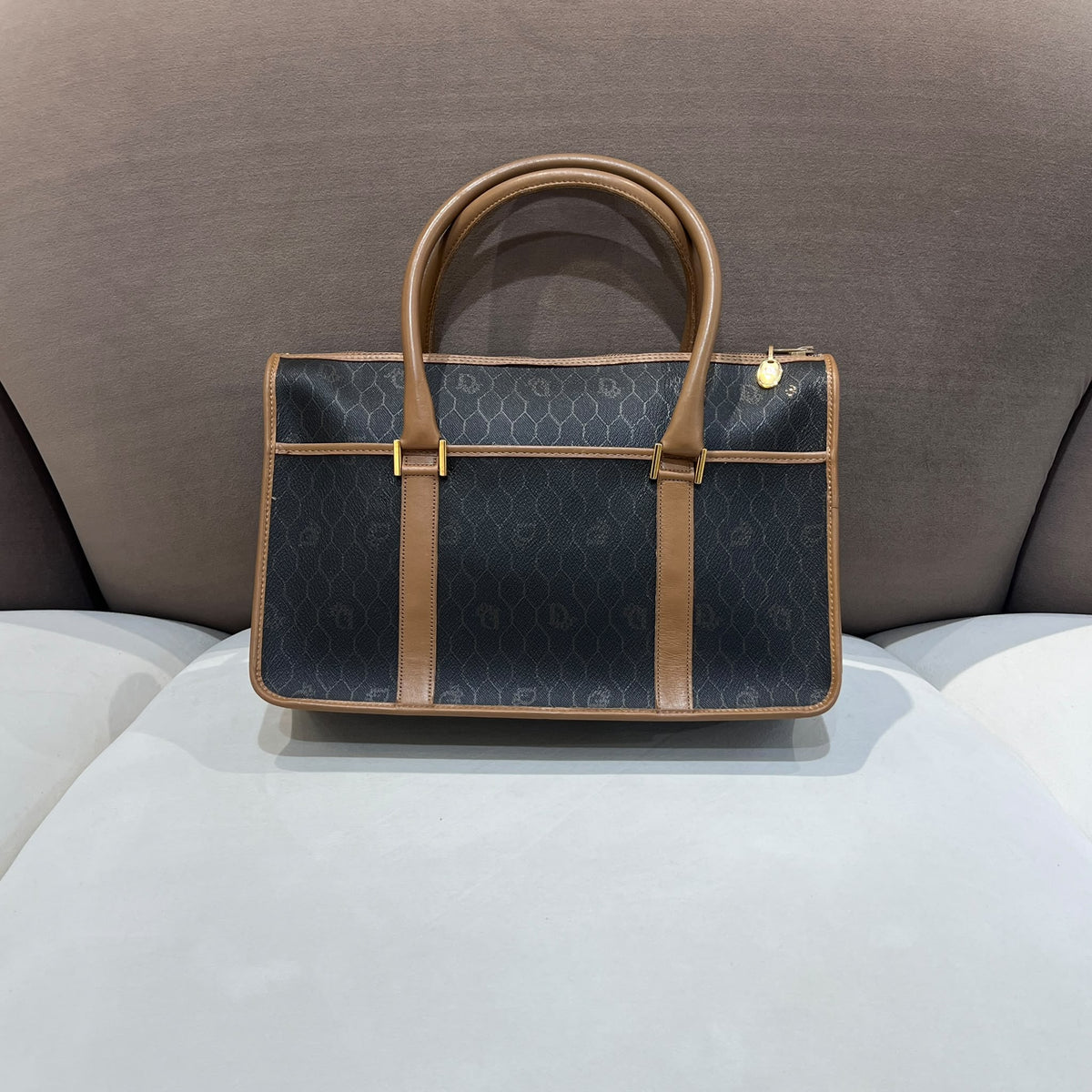 Christian Dior Vintage Honeycomb Canvas Handbag