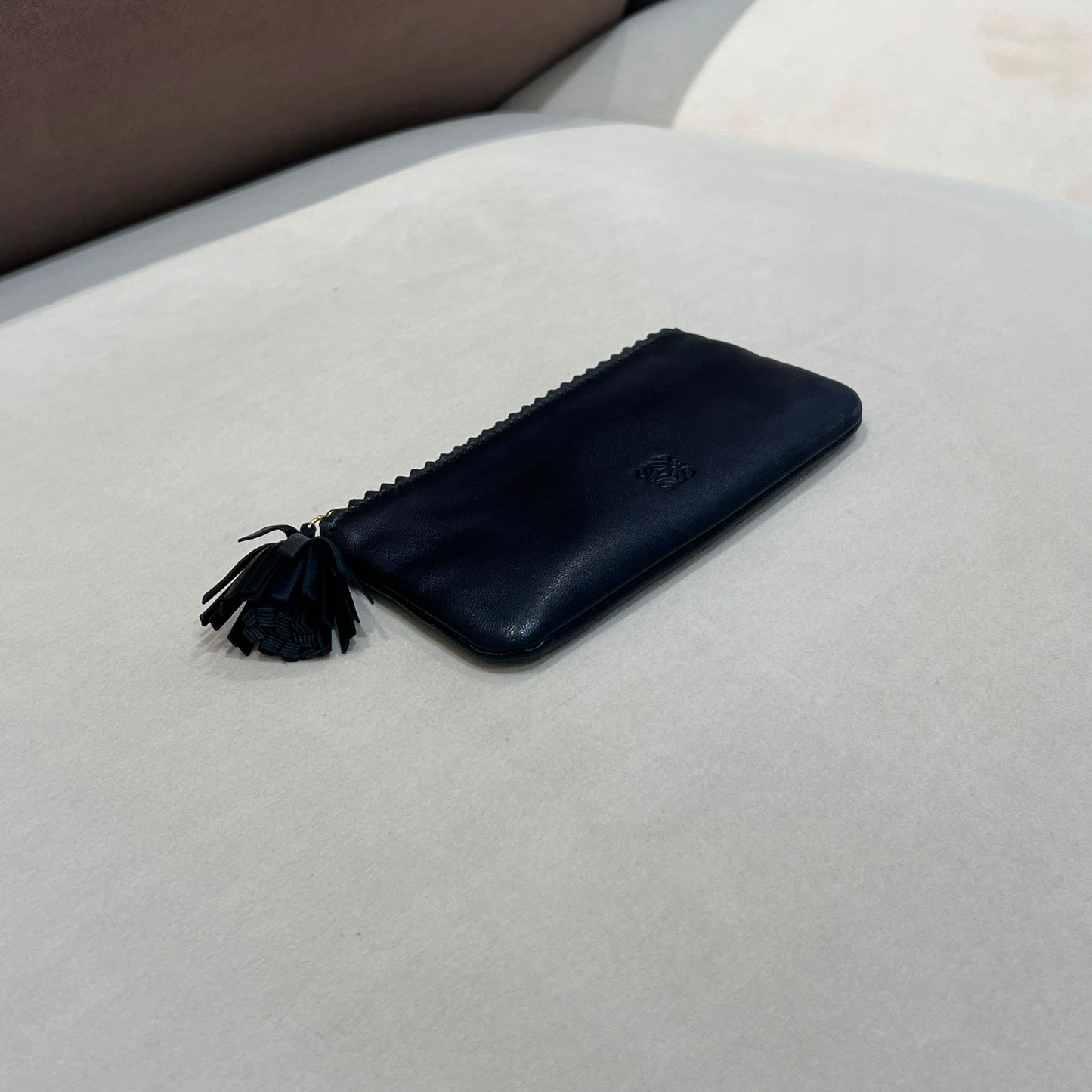 Loewe Vintage Black Nappa Leather Anagram Coin Pouch Key Case