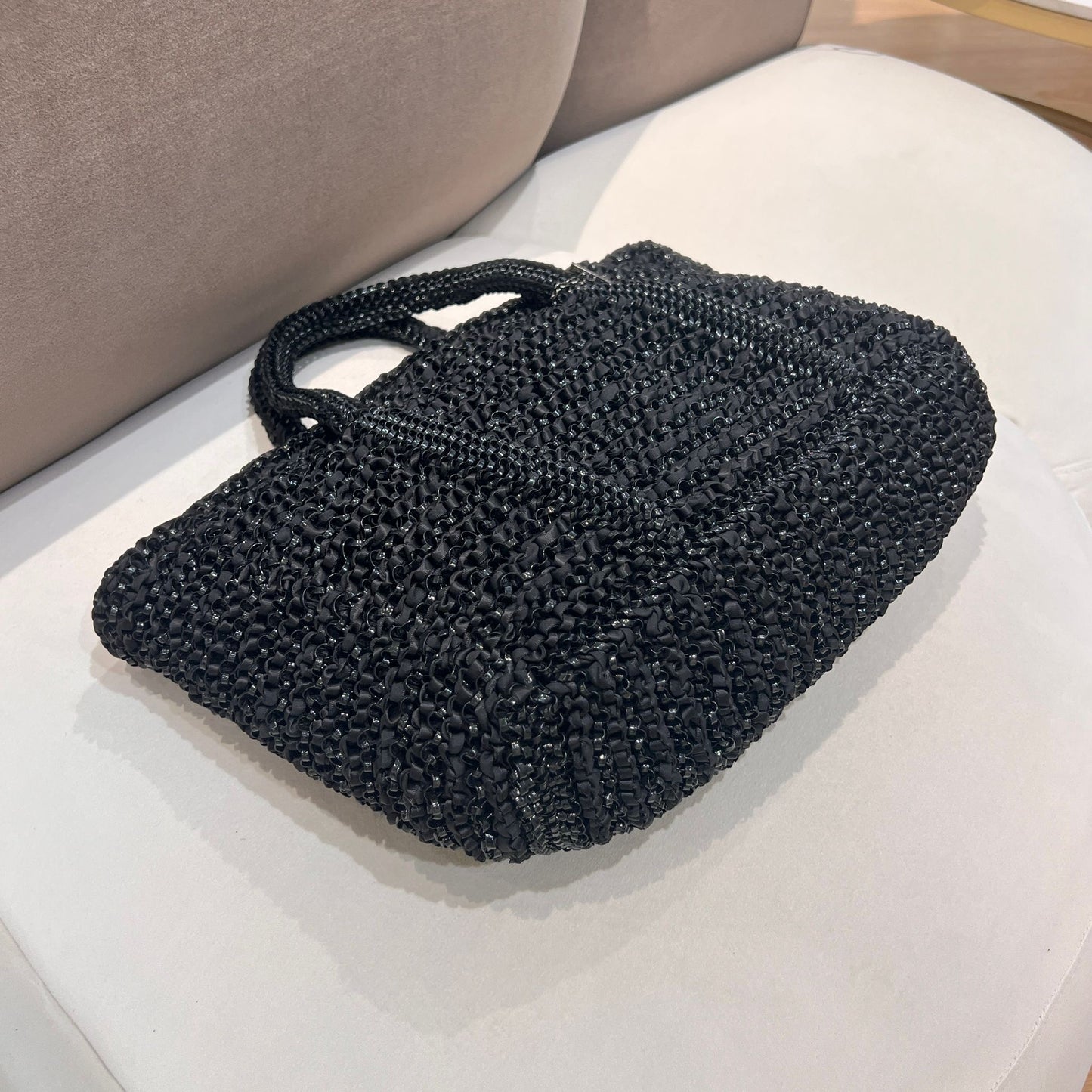 Anteprima Vintage Black Wire Knit Tote Bag