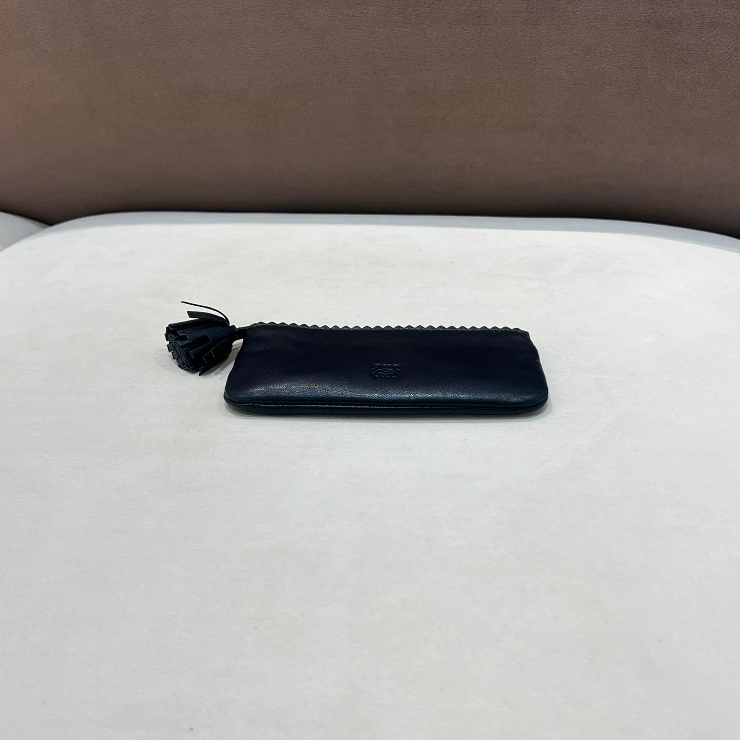 Loewe Vintage Black Nappa Leather Anagram Coin Pouch Key Case