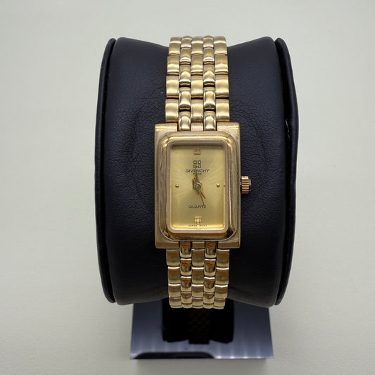 Givenchy Vintage Rectangle Yellow Face Golden Watch