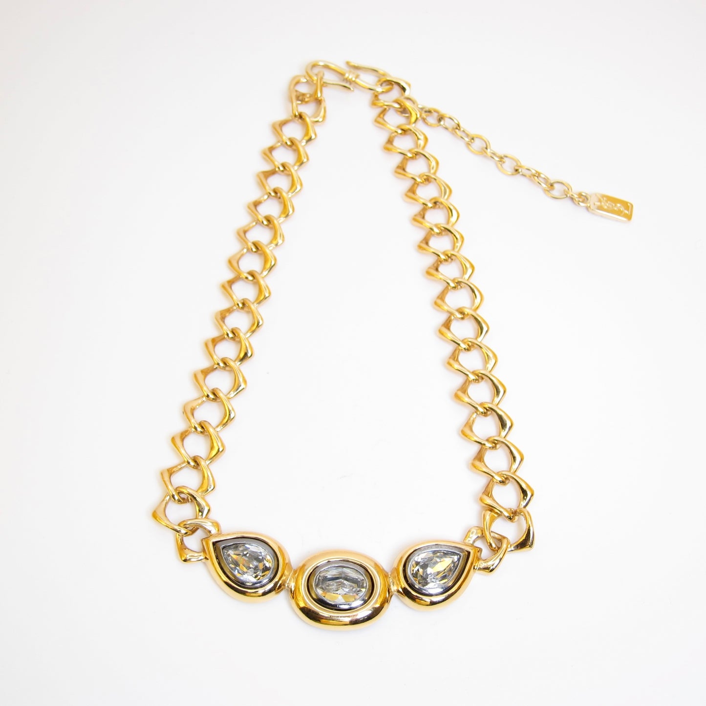 Yves Saint Laurent Vintage Rhinestone Motif Golden Necklace