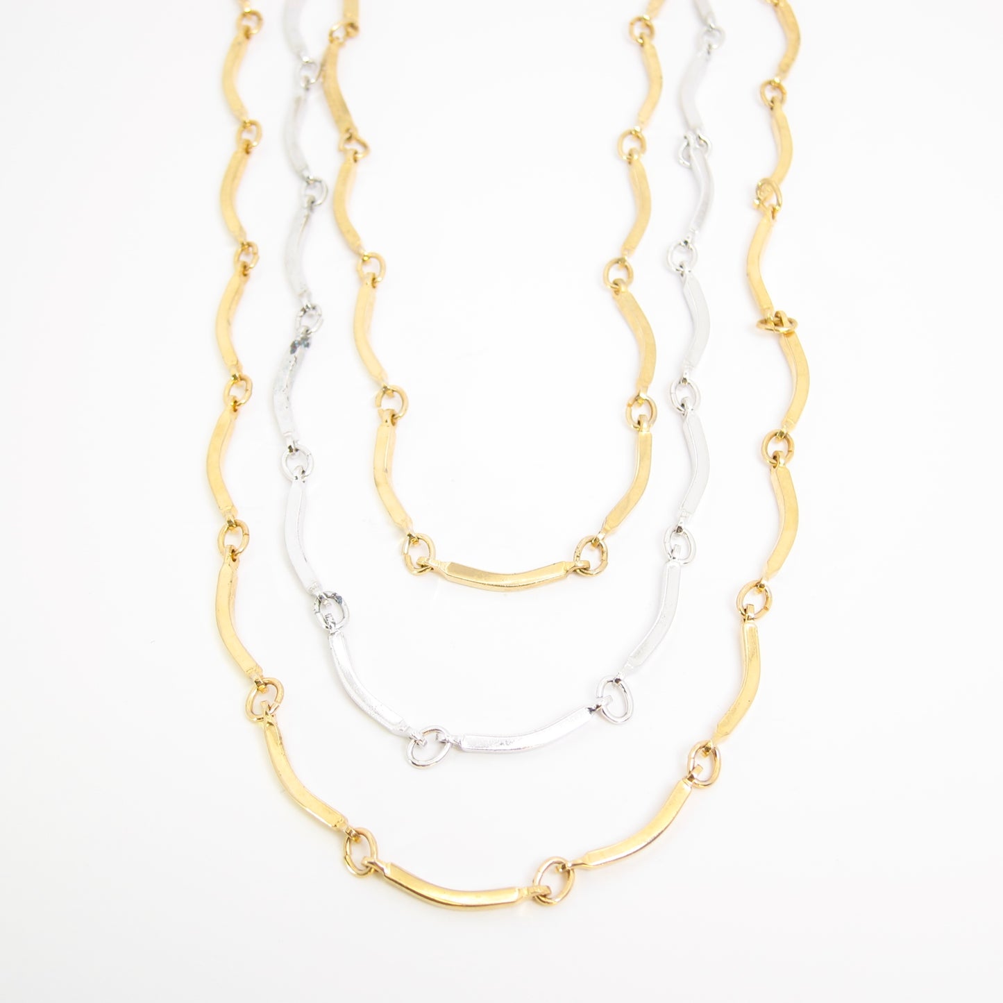 Yves Saint Laurent Vintage 3-Row Two Tone Long Necklace