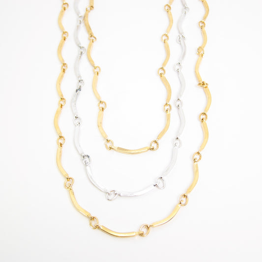 Yves Saint Laurent Vintage 3-Row Two Tone Long Necklace