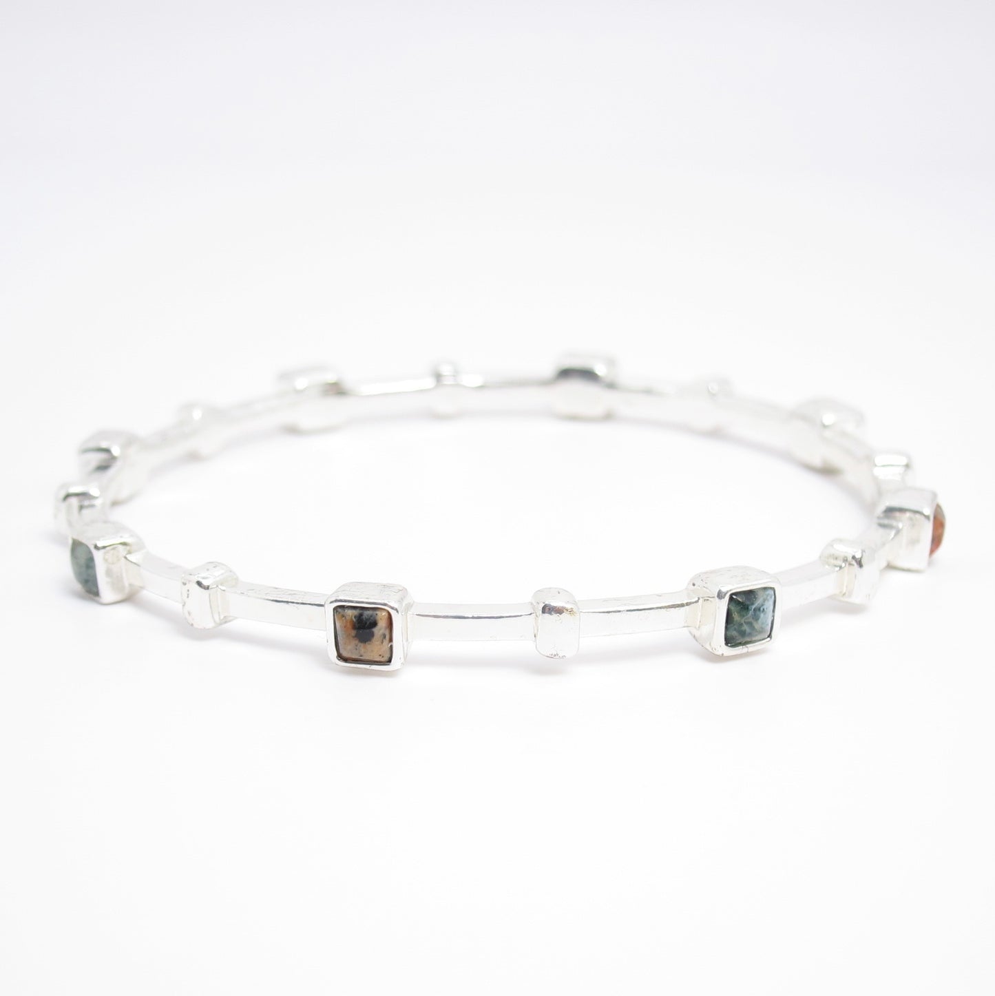 Monet Vintage Two Tone Color Stone Silver Bangle