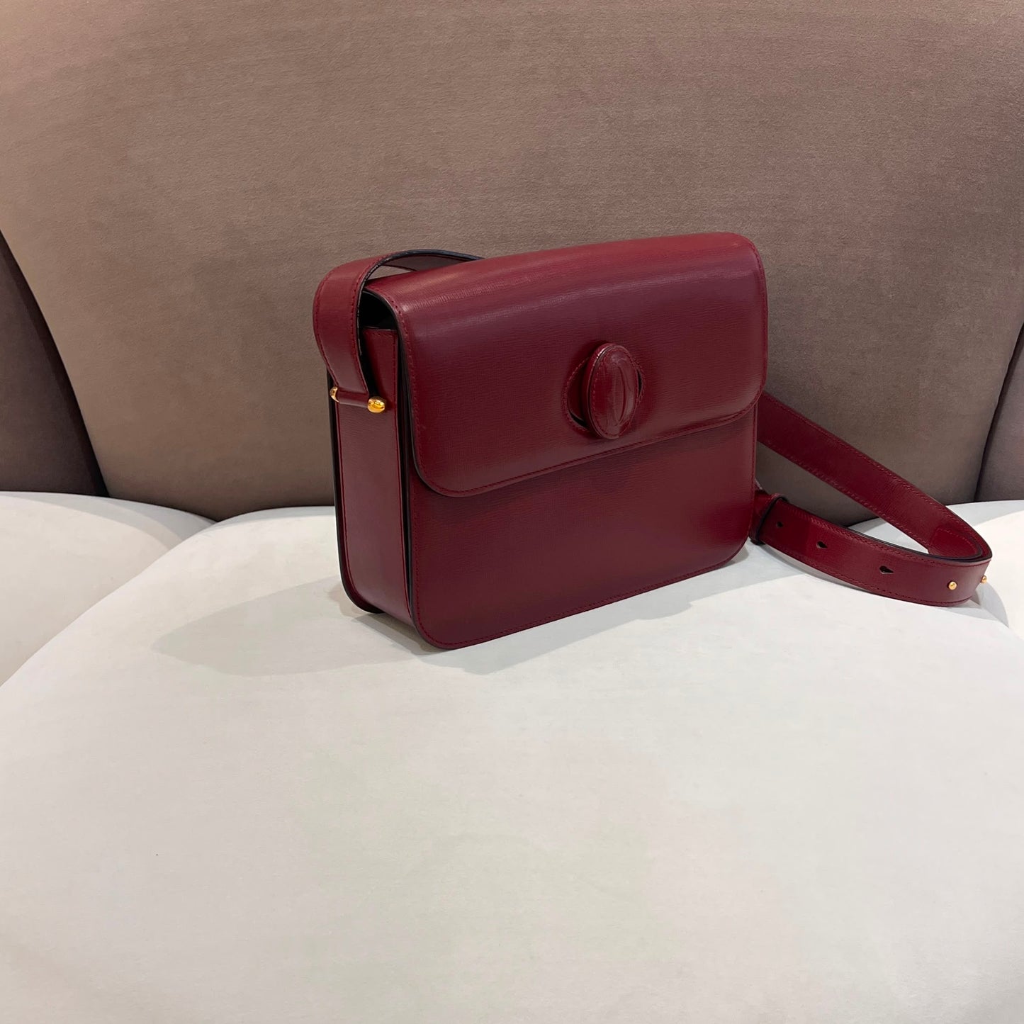 Cartier Vintage C De Cartier Bordeaux Leather Shoulder Bag