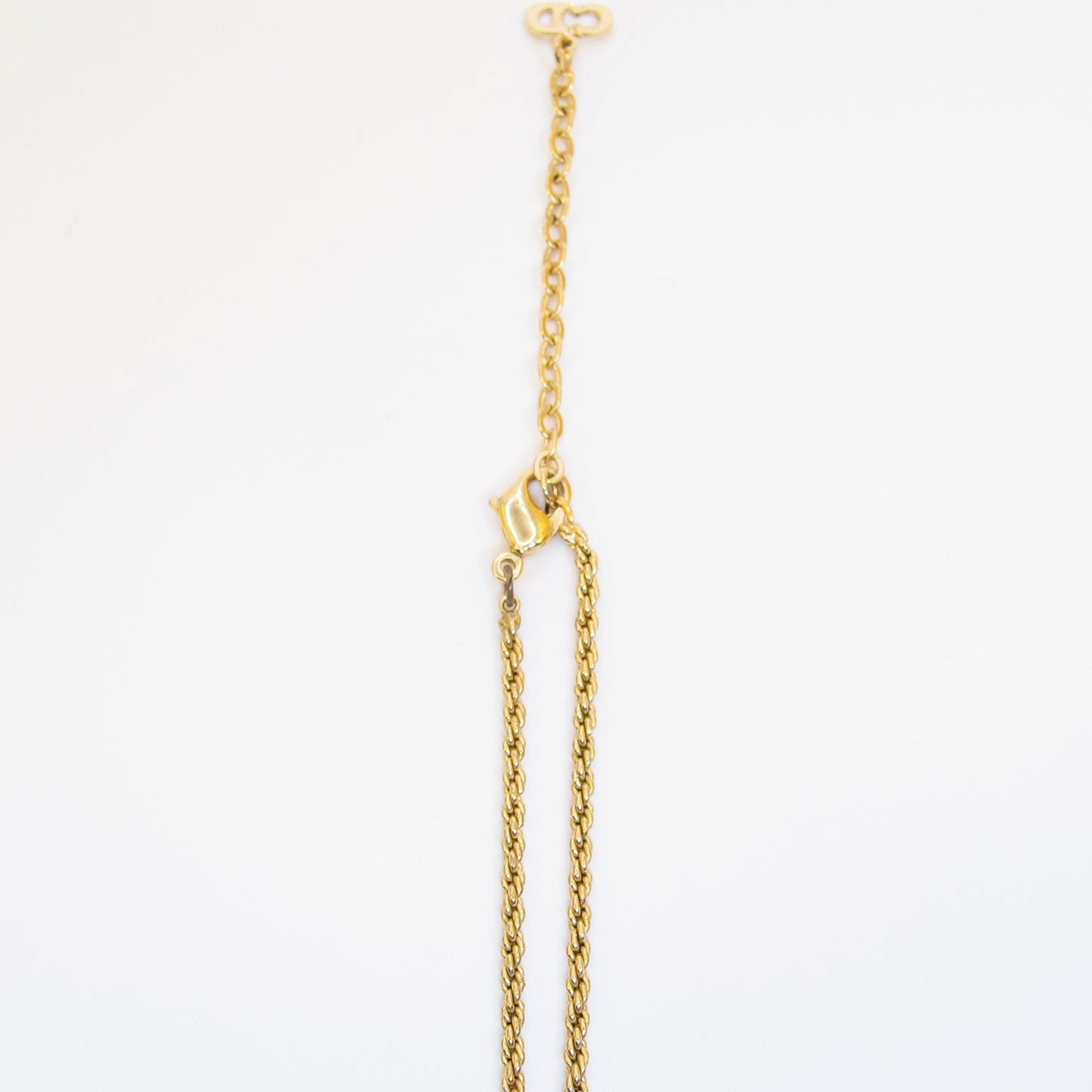 Christian Dior Vintage Dior Logo on Round Shape with Rhinestone Golden Necklace