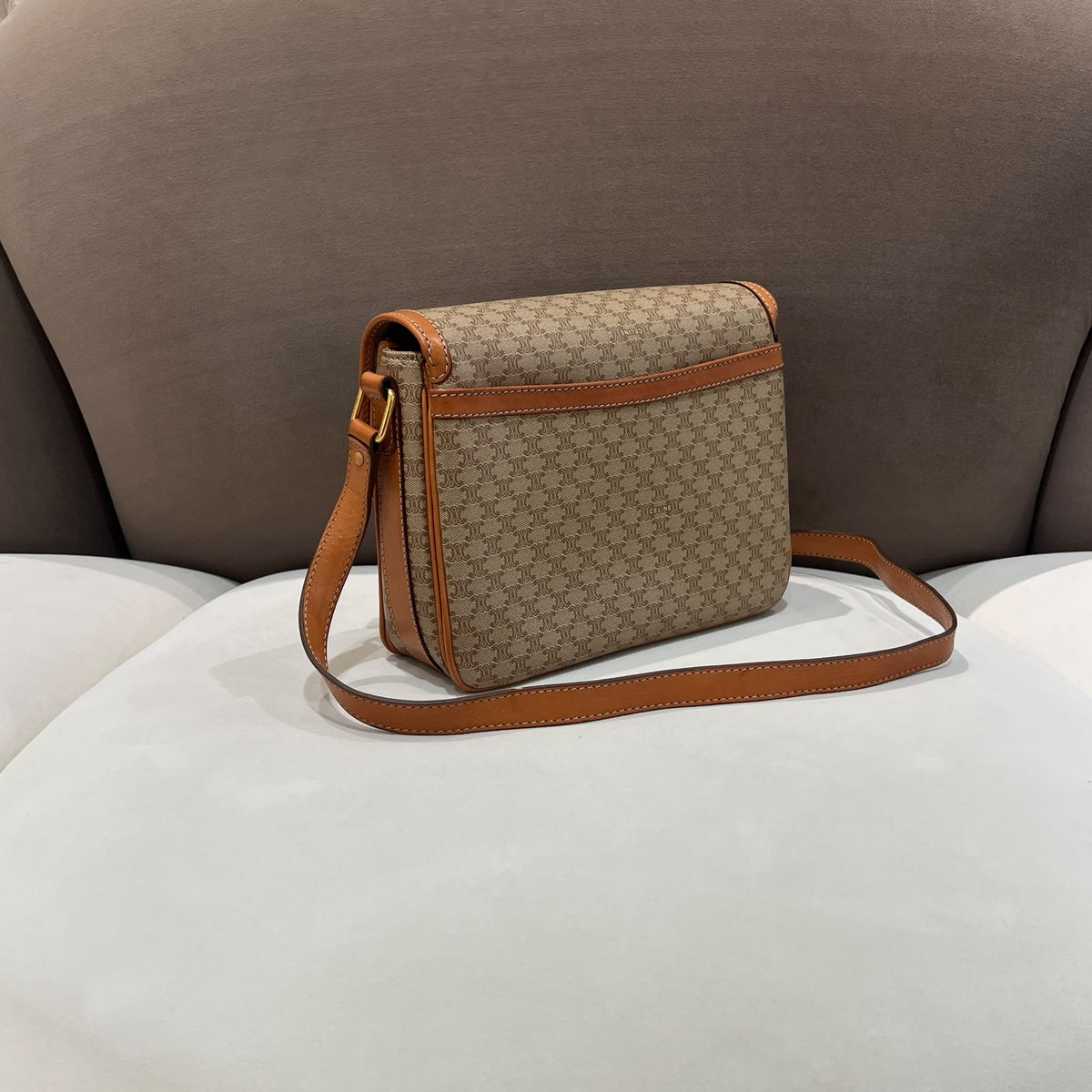 Celine Vintage Macadam Canvas Flap Shoulder Bag