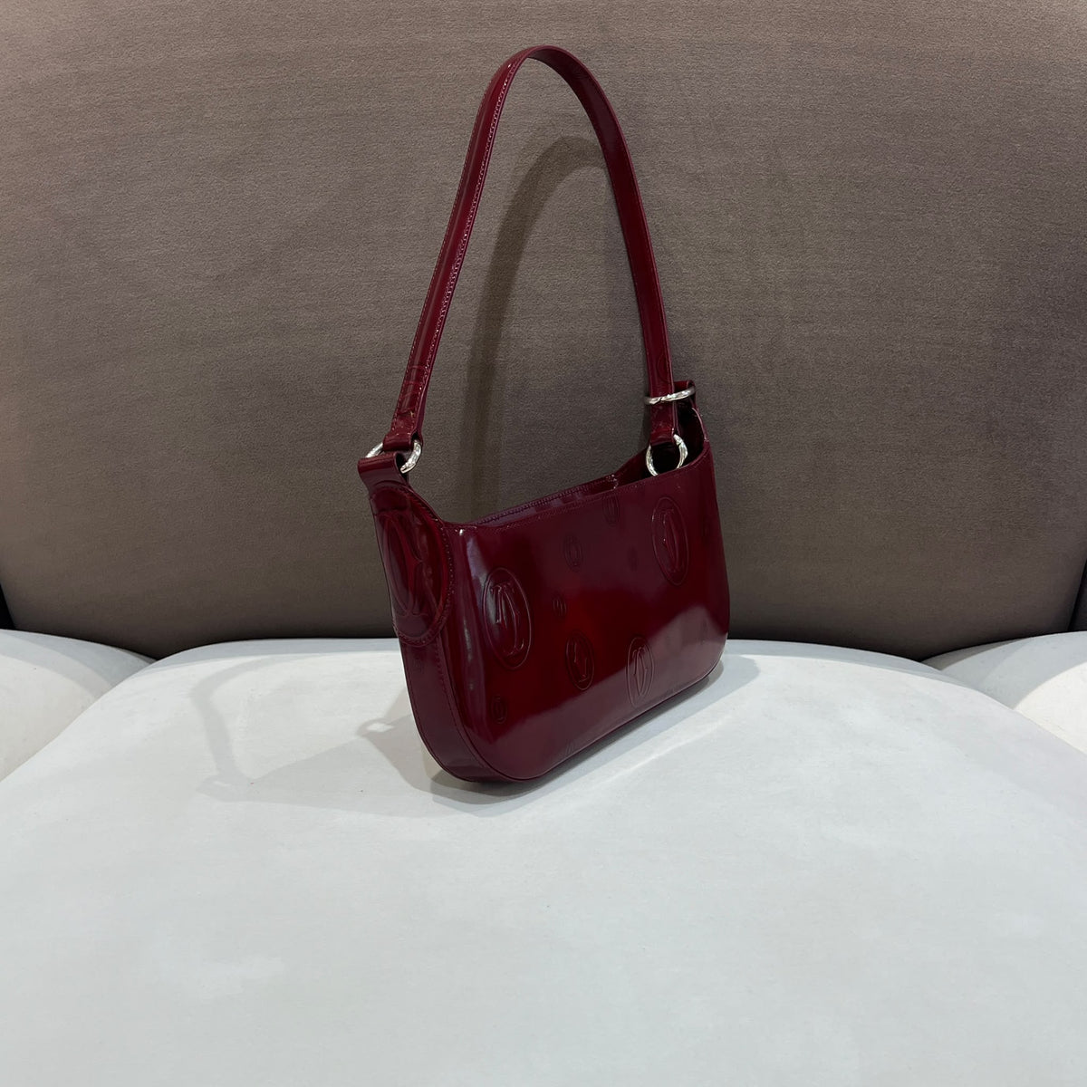 Cartier Vintage Happy Birthday Bordeaux Leather Shoulder Bag