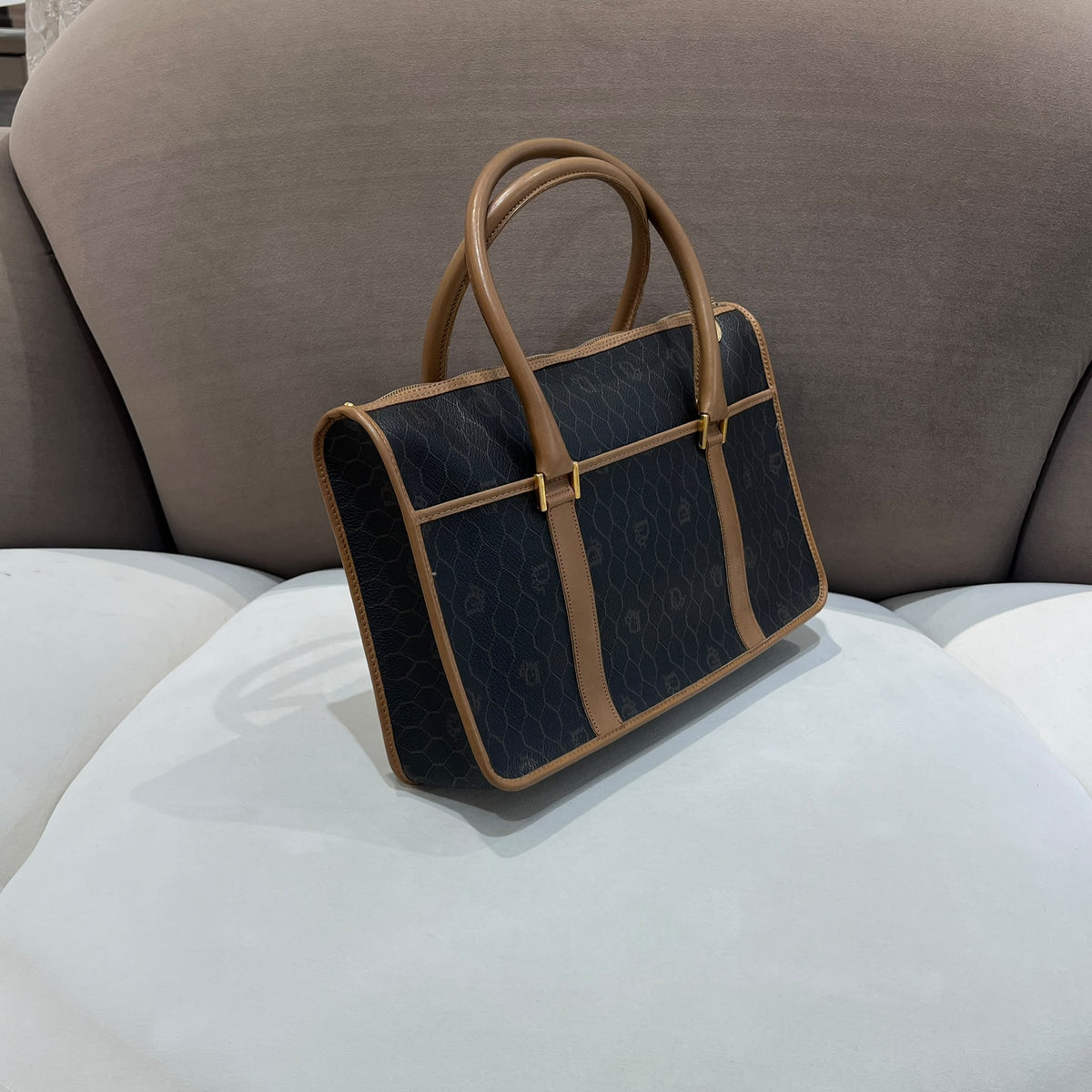 Christian Dior Vintage Honeycomb Canvas Handbag