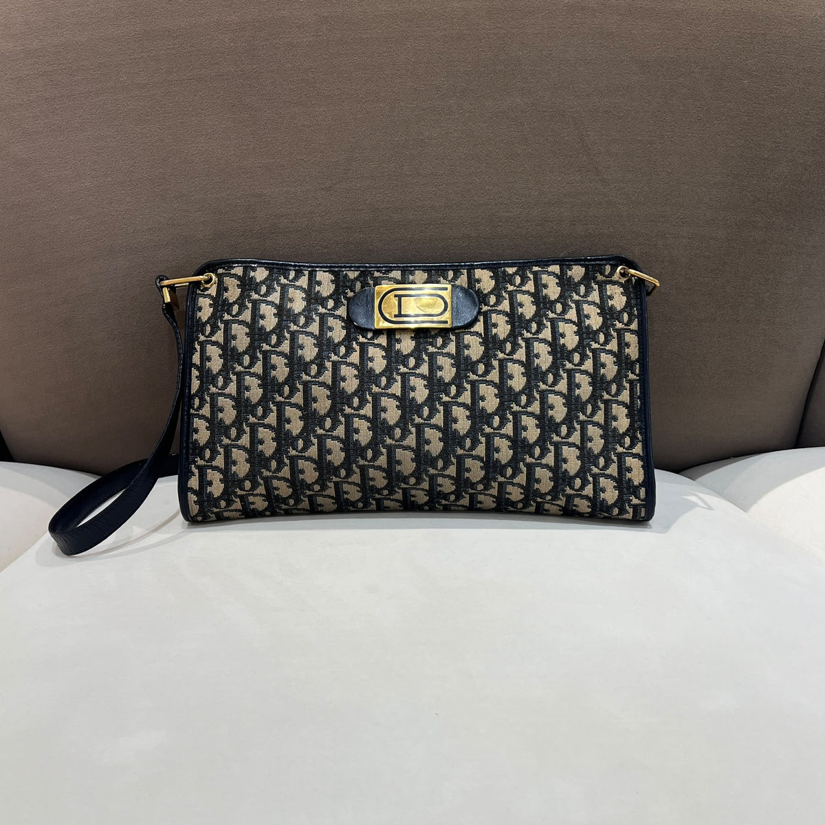 Christian Dior Vintage Trotter Monogram Canvas Shoulder Bag