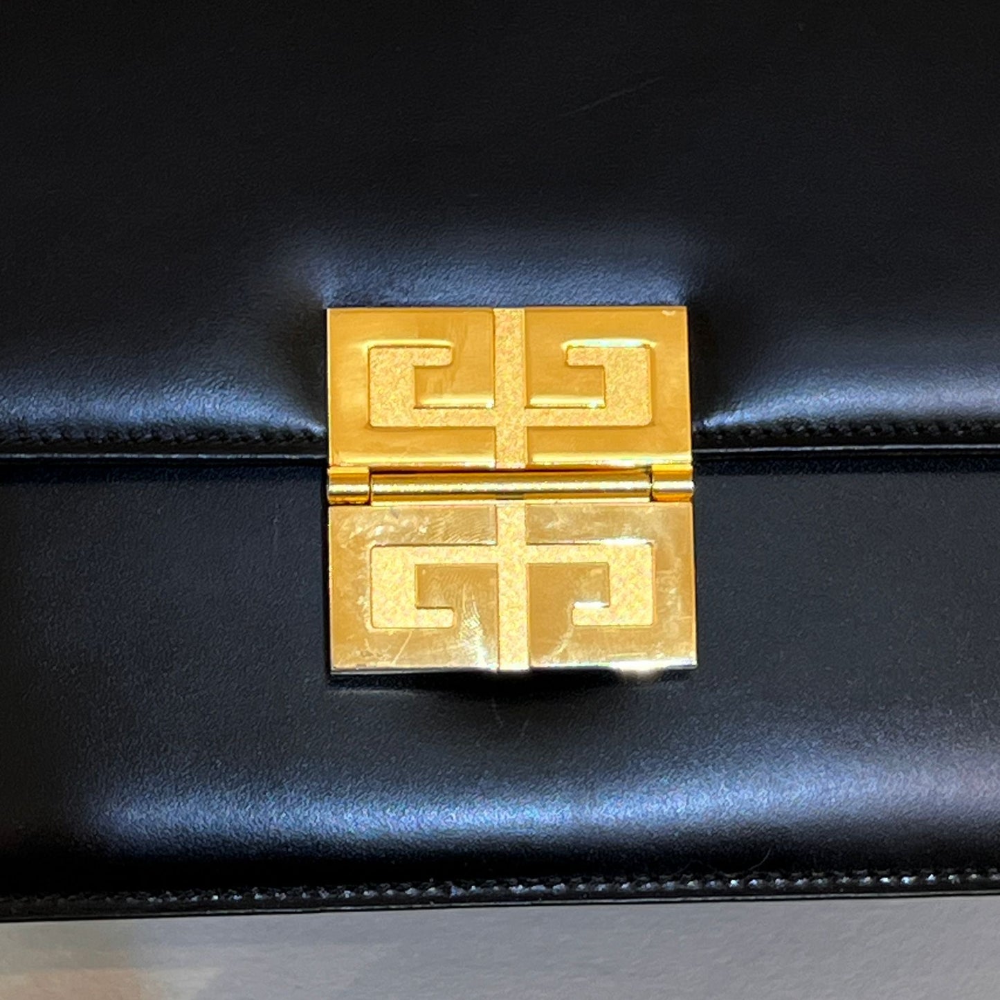 Givenchy Vintage 4G Logo Black Smooth Leather Shoulder Bag