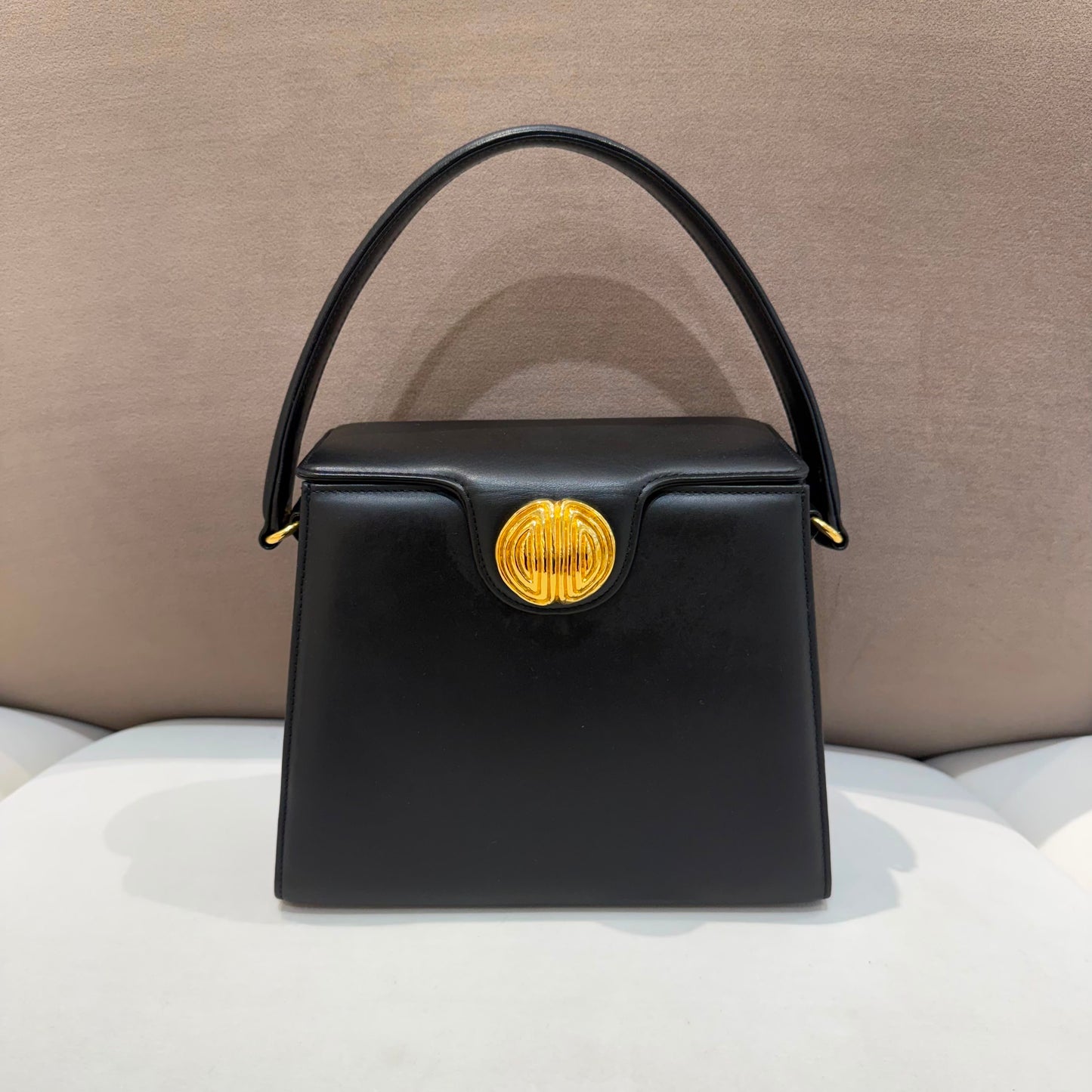 Givenchy Vintage Trapezoid Flap Black Leather Handbag