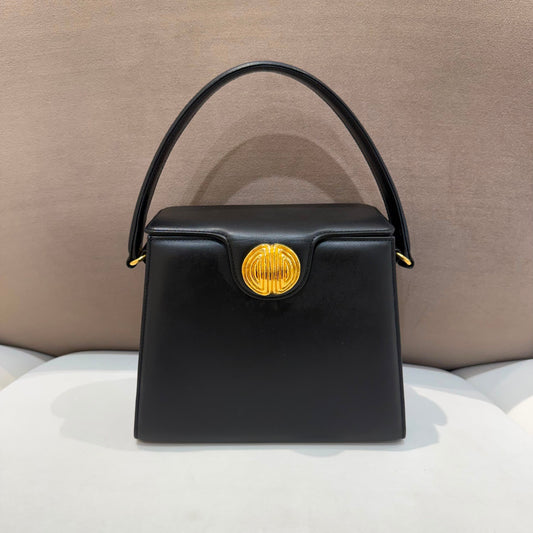 Givenchy Vintage Trapezoid Flap Black Leather Handbag