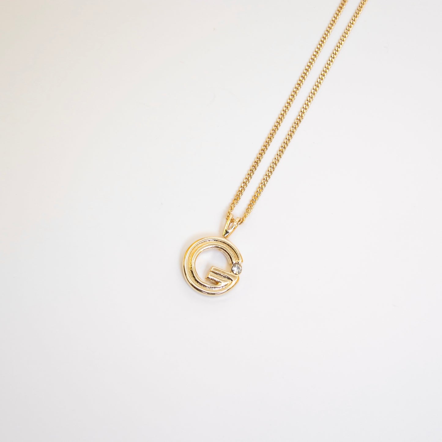 Givenchy Vintage G Logo with Rhinestone Golden Necklace