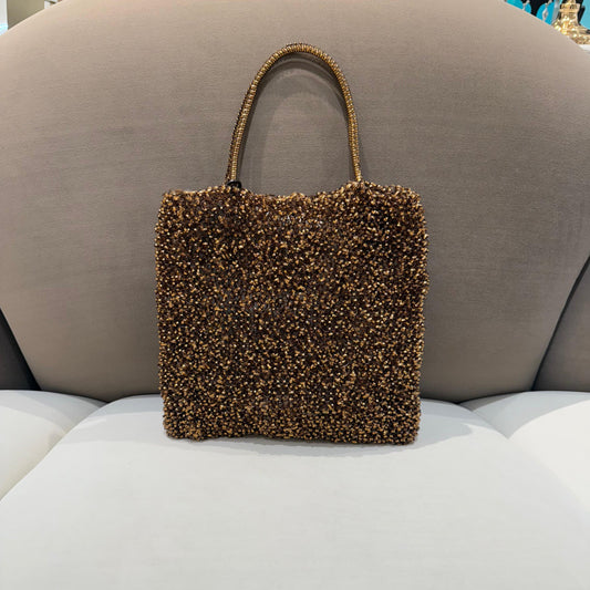 Anteprima 復古青銅色金屬絲針織豎款手提包