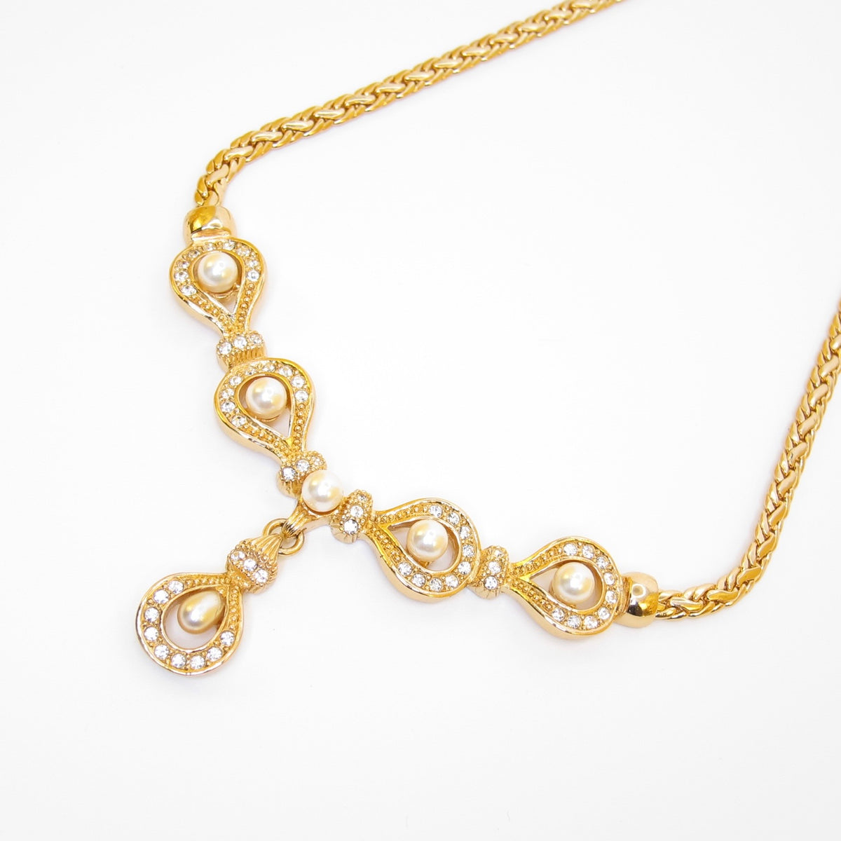 Christian Dior Vintage Faux Pearl Teardrop Necklace