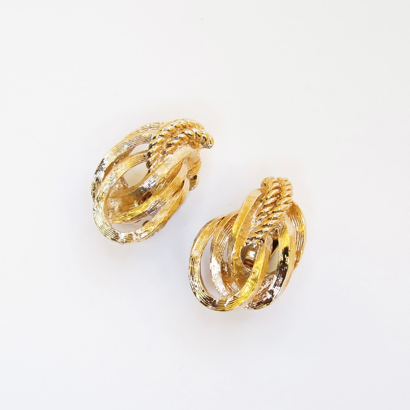 Christian Dior Vintage Rope Knot Golden Clip-on Earrings
