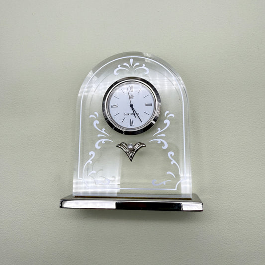 Mikimoto Vintage Silver Table Clock with Pearl