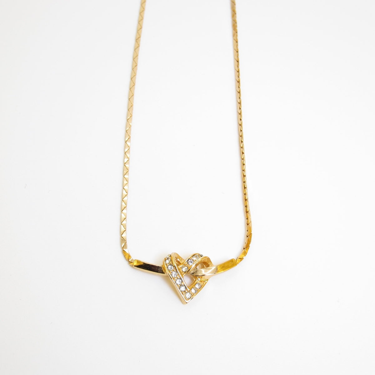 Christian Dior Vintage Rhinestone Heart Gold-Tone Necklace