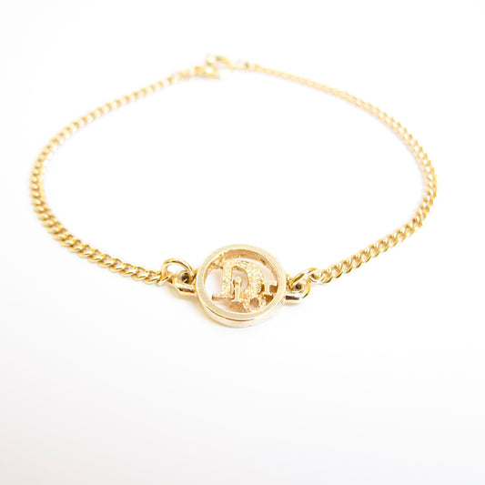 Christian Dior Vintage Dior Logo in Circle Golden Bracelet