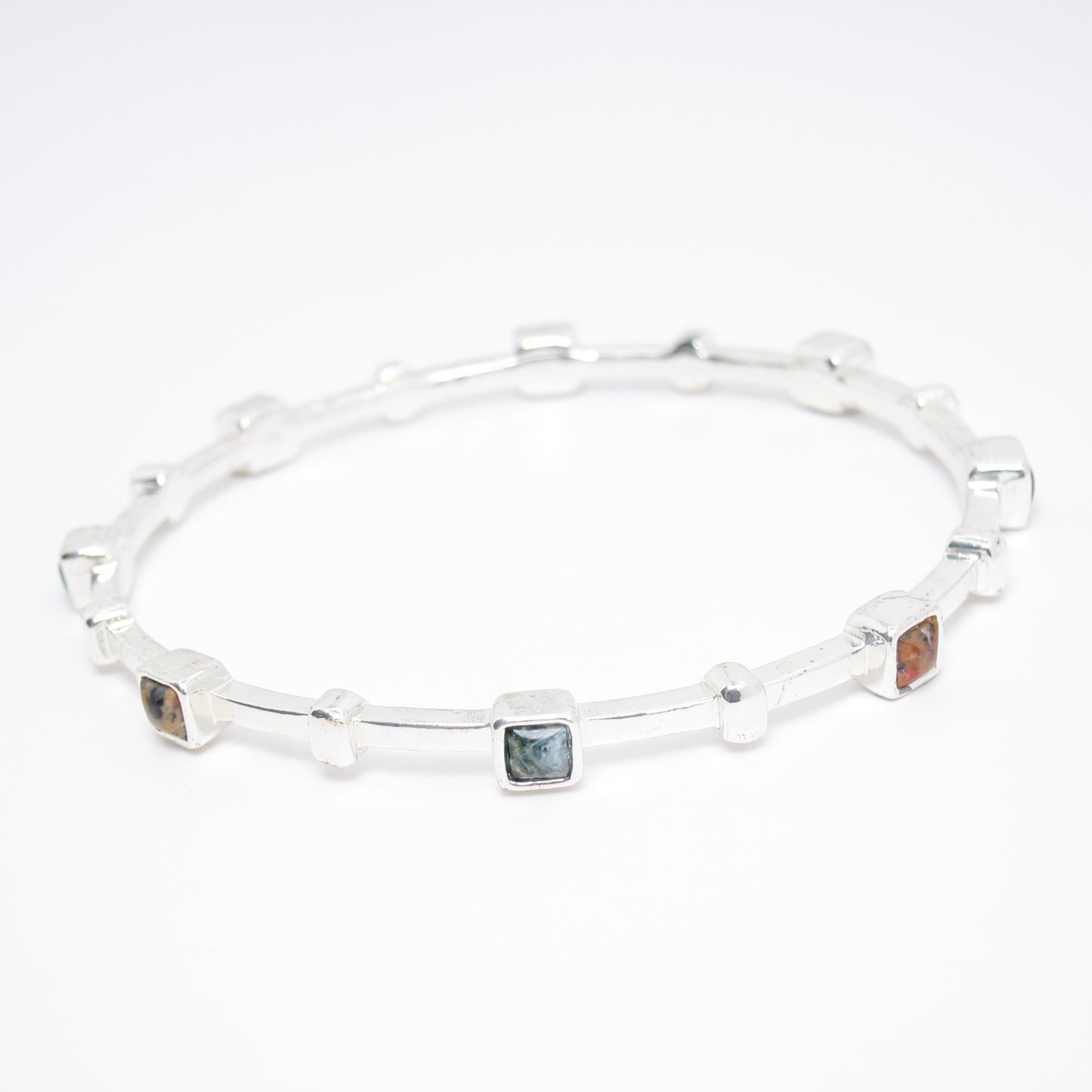 Monet Vintage Two Tone Color Stone Silver Bangle