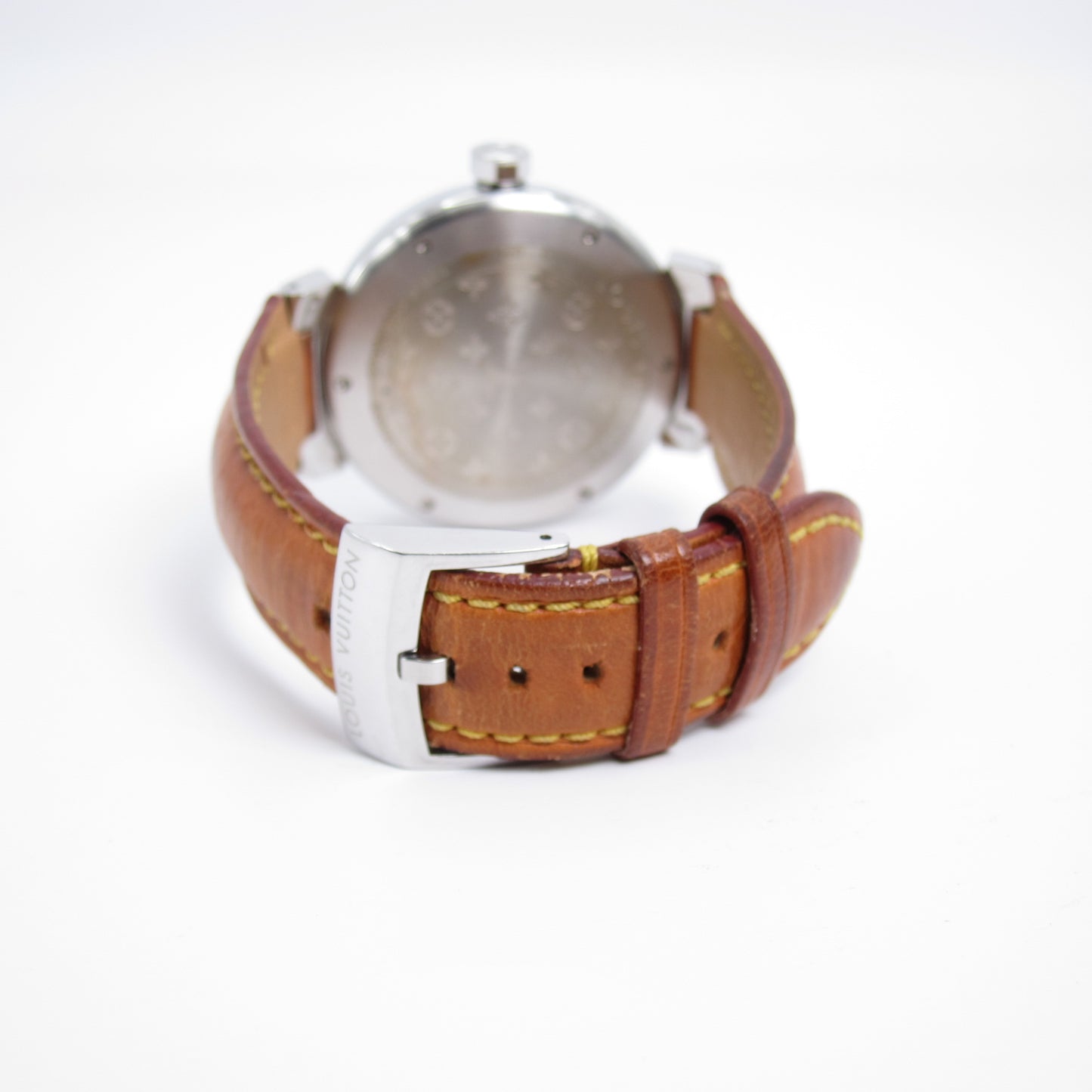 Louis Vuitton Vintage Tambour Brown Face and Leather Strap Watch