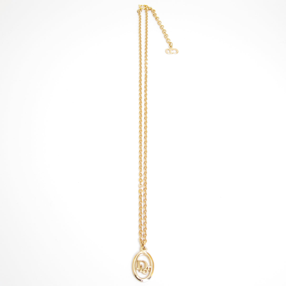 Christian Dior Vintage Oval Dior Logo Necklace