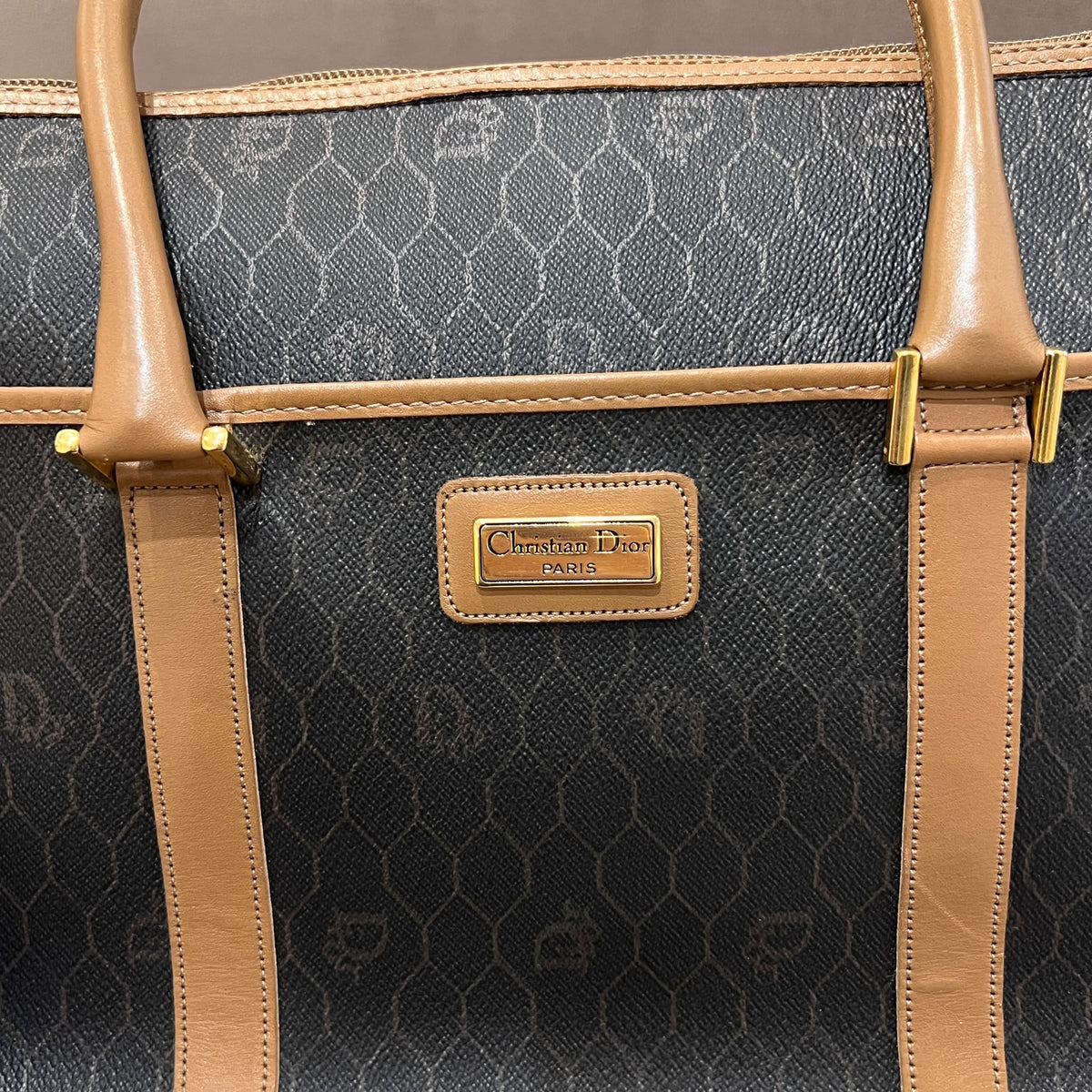 Christian Dior Vintage Honeycomb Canvas Handbag