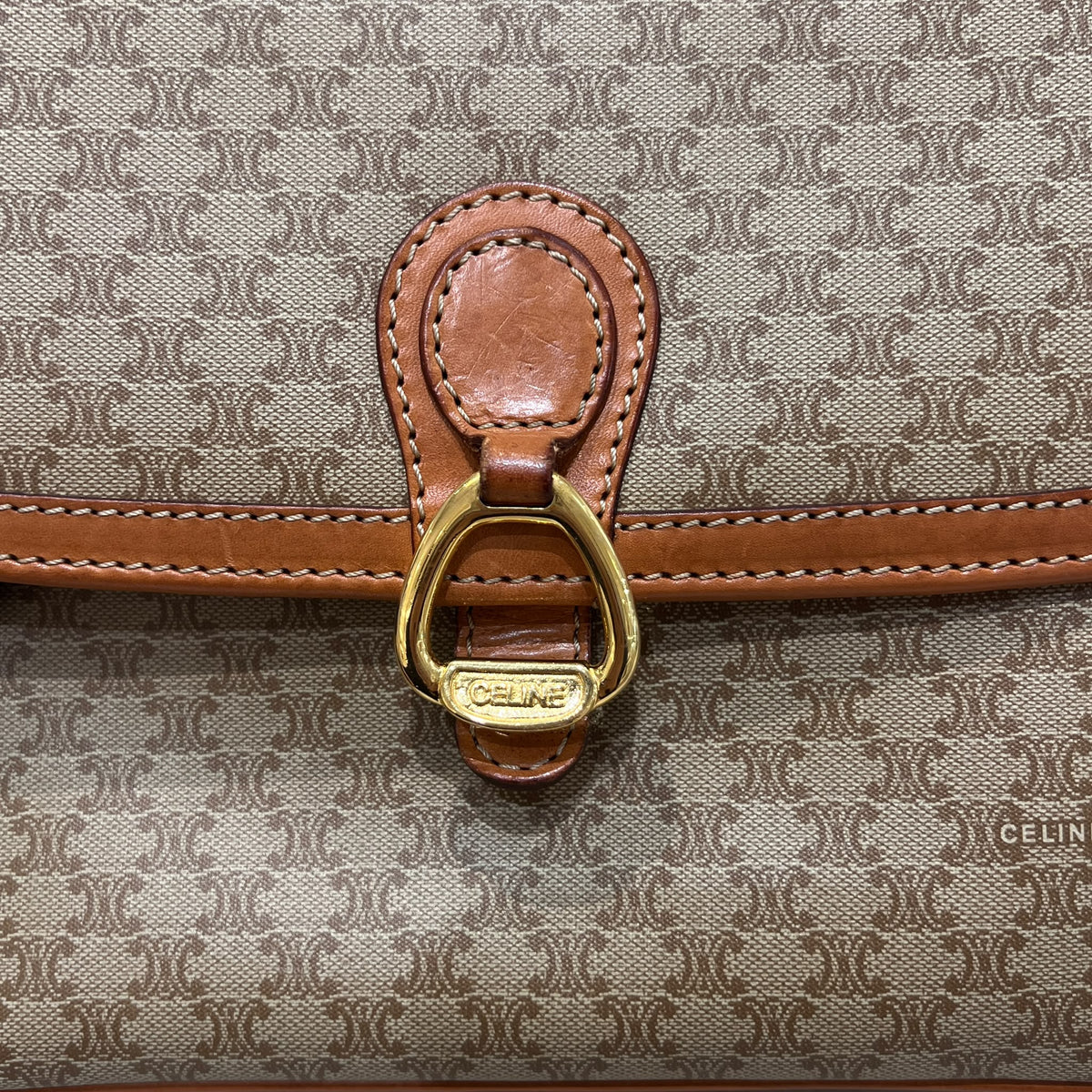 Celine Vintage Macadam Canvas Flap Shoulder Bag