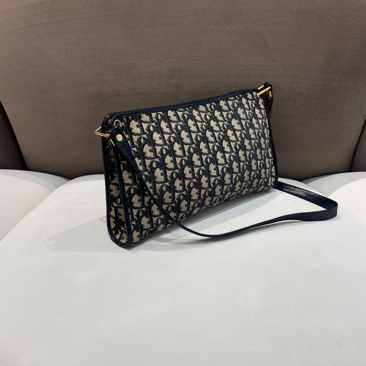 Christian Dior Vintage Trotter Monogram Canvas Shoulder Bag