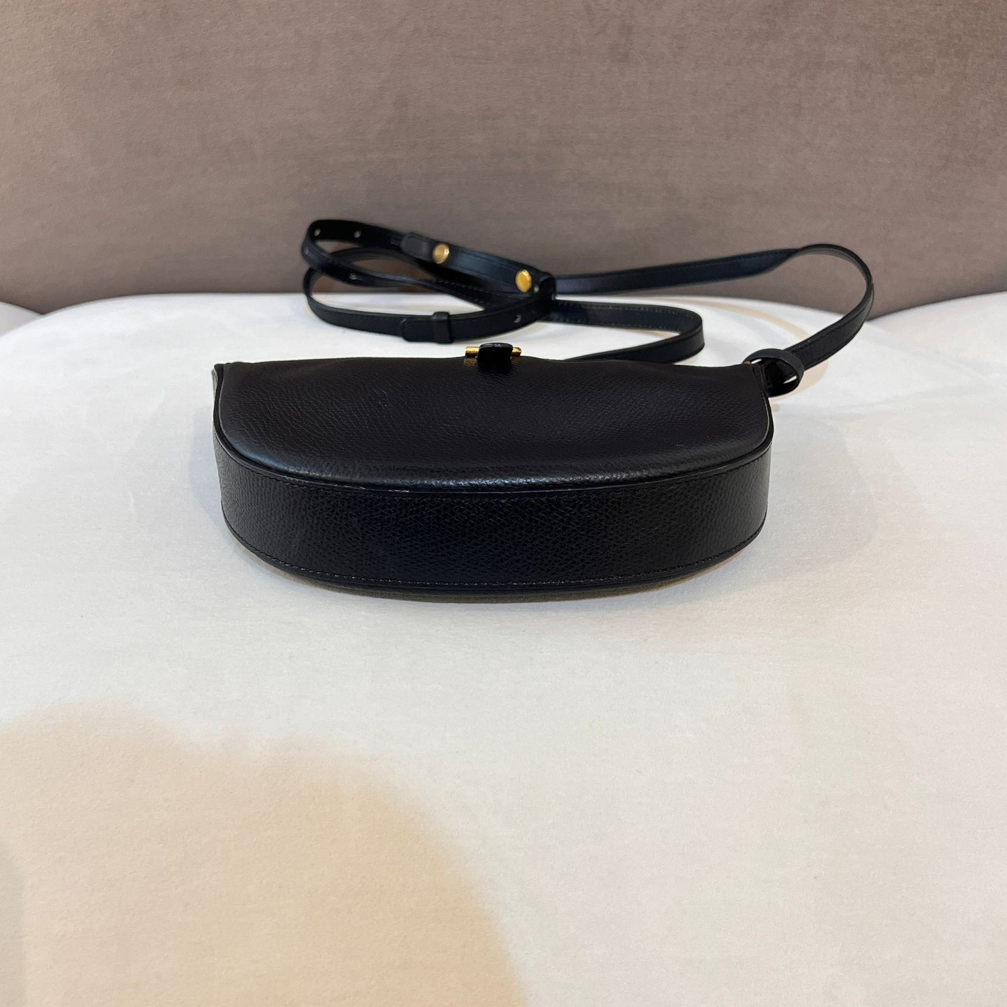 Delvaux Vintage Black Saddle Leather Shoulder Bag