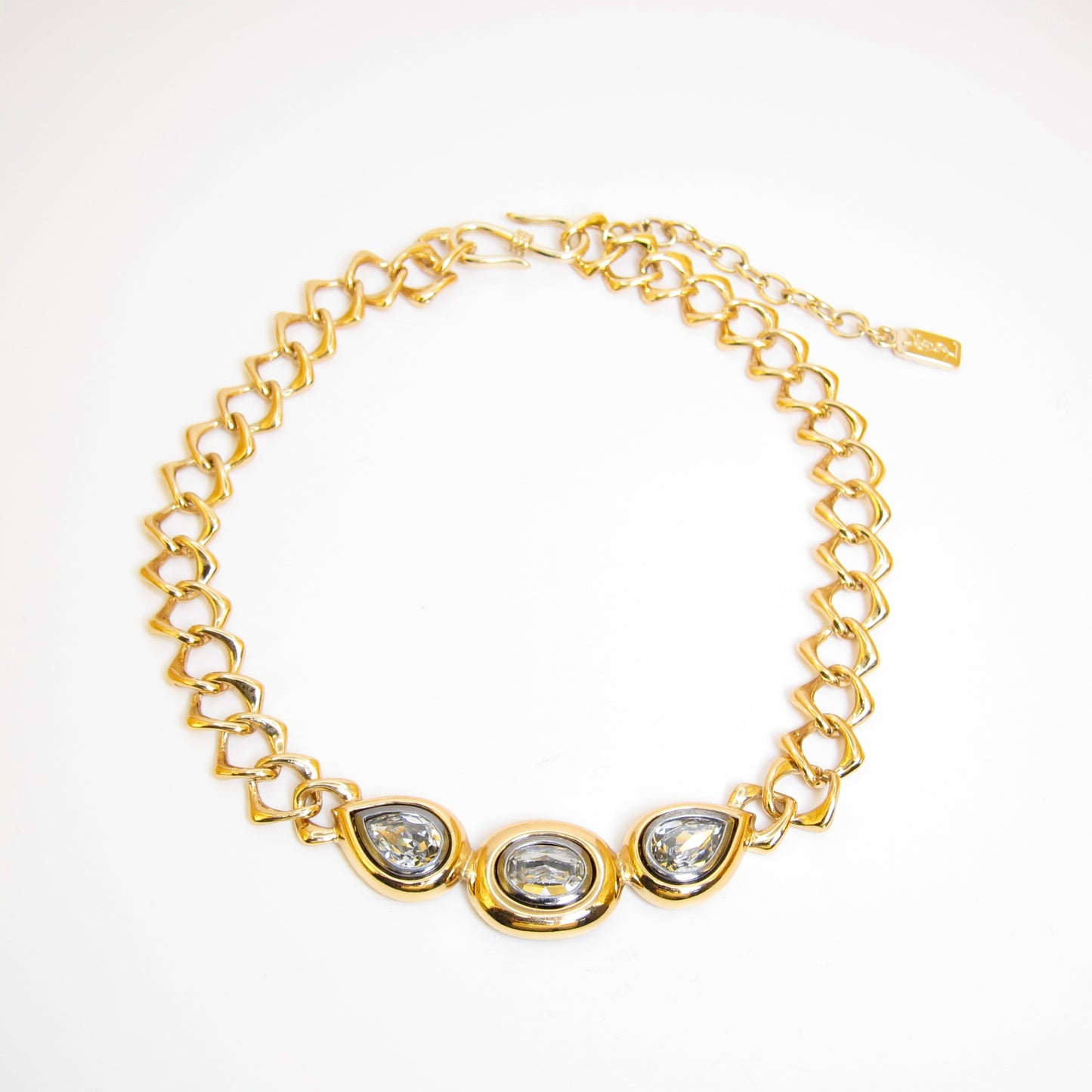 Yves Saint Laurent Vintage Rhinestone Motif Golden Necklace