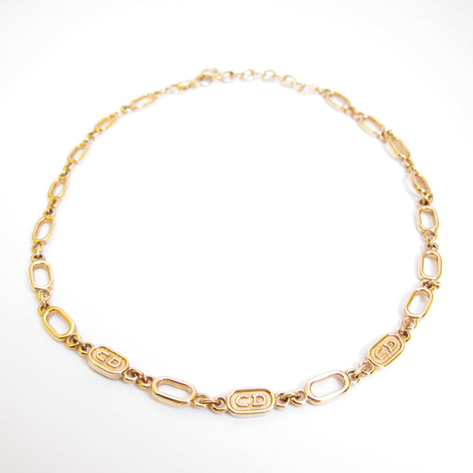 Christian Dior Vintage CD Logo Golden Necklace