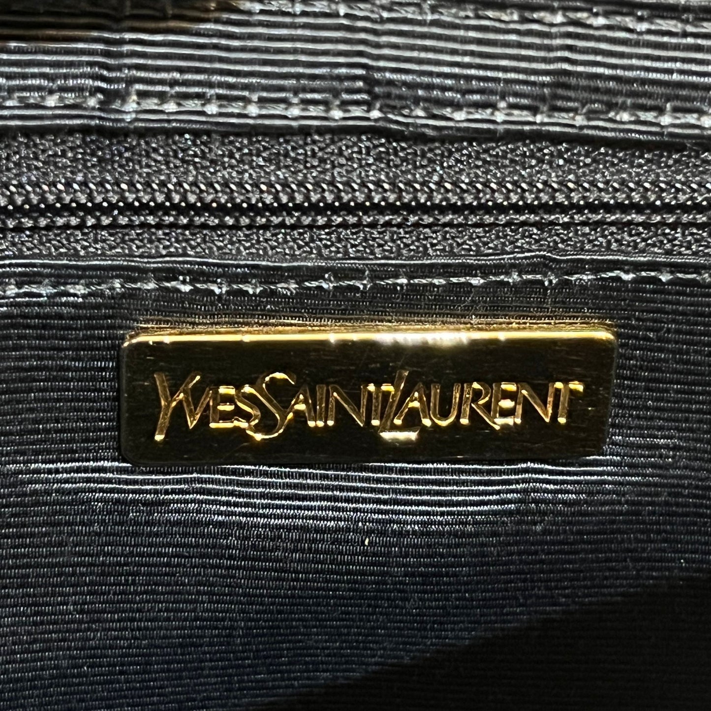 Yves Saint Laurent Vintage Black Leather Handbag With Ysl Logo Hardware
