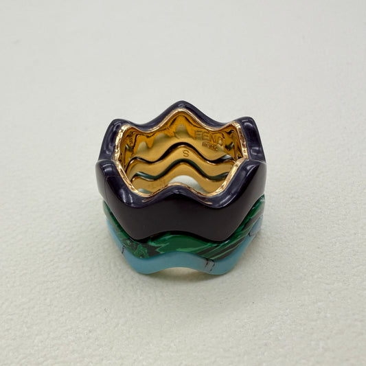 Fendi Vintage Multi Color 3-Row Ring #11