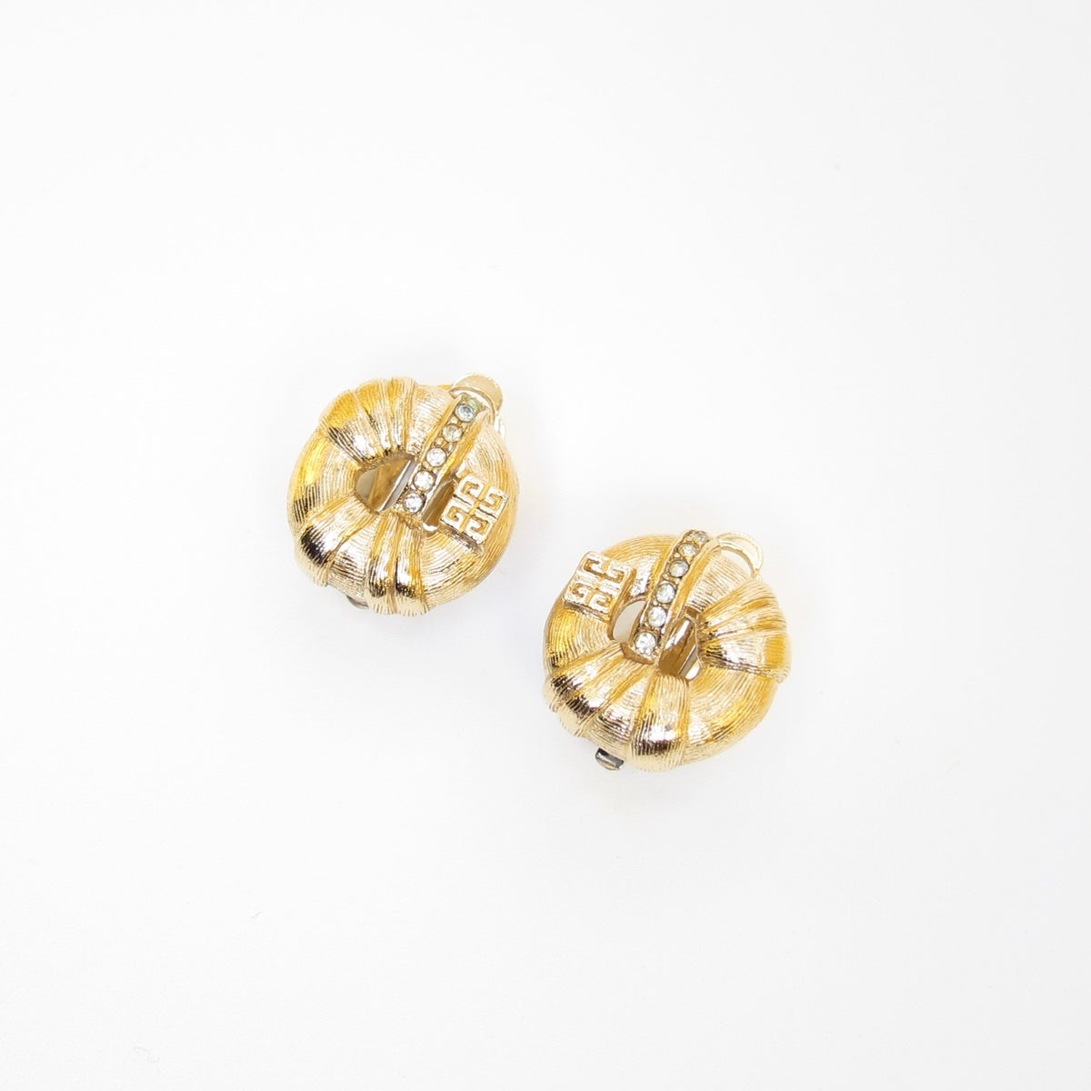 Givenchy Gold-Tone Textured Logo Clip-On Earrings